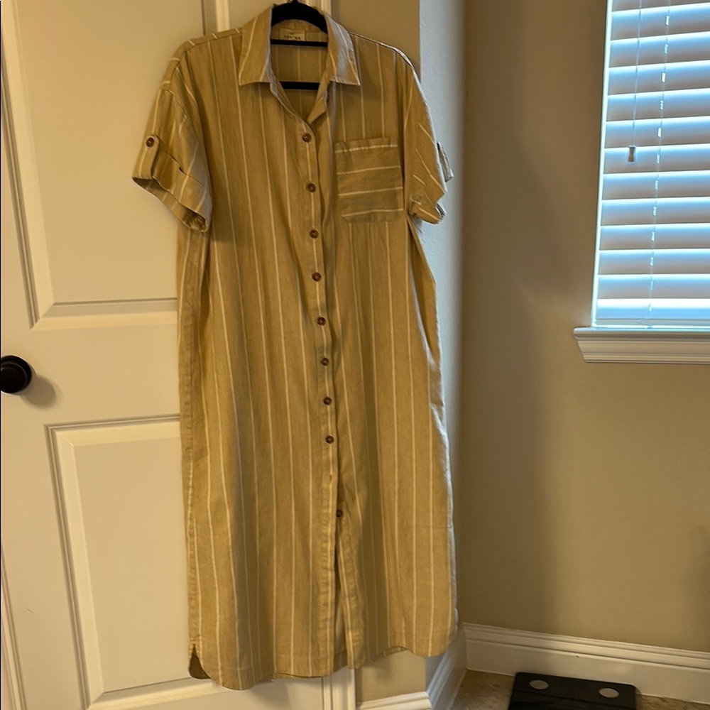 Sézane Beige Midi Shirt Dress - Oversized 38